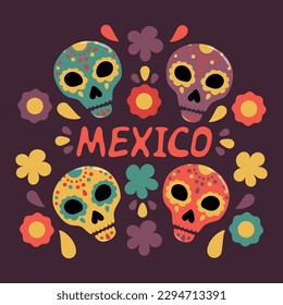 Poster with skulls and the inscription Mexico