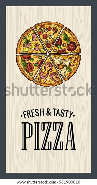 Poster Slice Pizza Pepperoni Hawaiian Mexican Stock Vector (Royalty ...