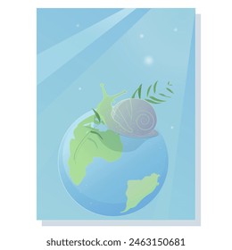 A poster with a snail on a globe Vector
