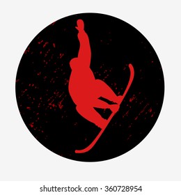 Poster with snowboarder.  For logo, T-shirt design, label, banner and snowboarding equipment shop
