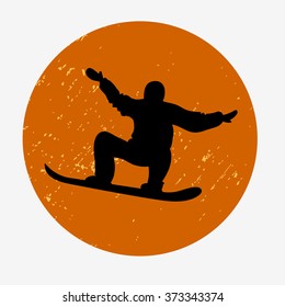 Poster with snowboarder.  For logo, T-shirt design, label, banner and snowboarding equipment shop
