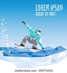 Poster with snowboarder and mountains