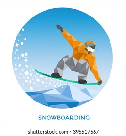 Poster with snowboarder and mountains