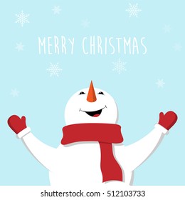 Poster with snowman. Christmas background. Vector illustration