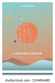 Poster for social media banner and brochure. Summer vibes for party. Pastel and bright color vector.