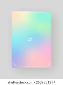 Poster with soft pixel gradient, pastel color pattern.