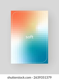 Poster with soft pixel gradient, pastel color pattern.