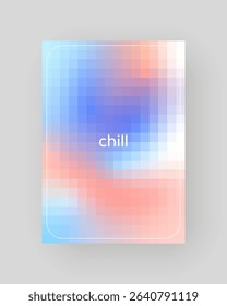 Poster with soft pixel gradient, pastel color pattern.