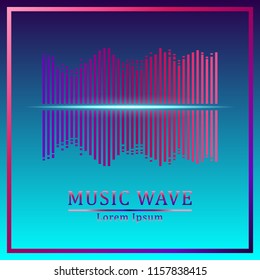 Poster of the sound wave from equalizer. Vector illustration on blue background