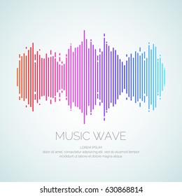 Poster of the sound wave from equalizer. Vector illustration on light background