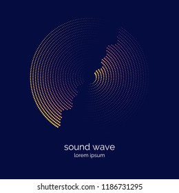 Poster of the sound wave. Vector illustration music on dark background.