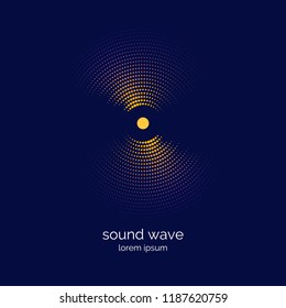 Poster of the sound wave. Vector illustration music on dark background.