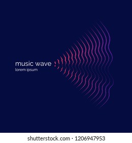 Poster of the sound wave. Vector illustration music on dark background.