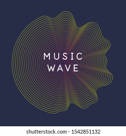 Poster of the sound wave. Vector illustration music on dark background.