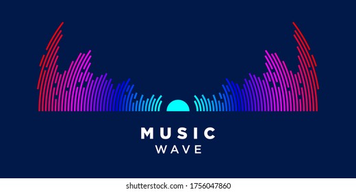 Poster of the sound wave. Vector illustration music on dark background - Vector Illustration