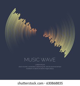 Poster of the sound wave. Vector illustration on dark background