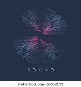 Poster of the sound wave. Vector illustration music on dark background.