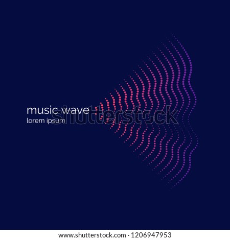Poster of the sound wave. Vector illustration music on dark background.