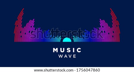 Poster of the sound wave. Vector illustration music on dark background - Vector Illustration