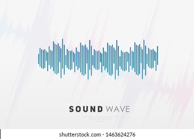 Poster sound wave vibration from equalizer on the white background. Music track graphic design. Design audio technology soundwave, light bright elements voice wave. Radio diagram vector illustration.