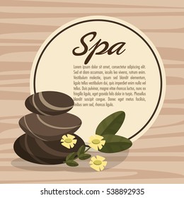 Poster Spa Hot Stone Massage Relax With Flower Wood Bakcground