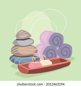 poster of spa with stones, candles and towels