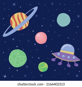 poster of space and ufo illustration