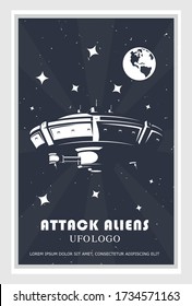poster of a spaceship in space. Vector illustration