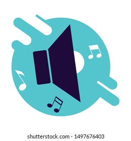 poster with speaker symbol and notes music