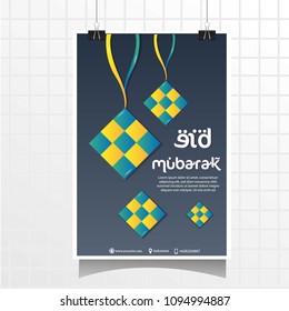 Poster Special Happy eid Mubarak with dark background 