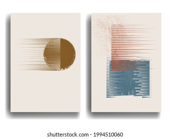 Poster with speed lines in grunge textured geometric shapes  .Minimal design with grange elements . Trendy brochure . Vector illustration .