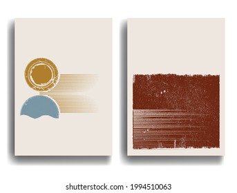 Poster with speed lines in grunge textured geometric shapes  .Minimal design with grange elements . Trendy brochure . Vector illustration .