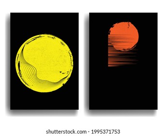 Poster with speed lines in grunge textured geometric shapes  .Minimal design with grange elements . Trendy brochure . Vector illustration .