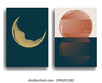 Poster with speed lines in grunge textured geometric shapes  .Minimal design with grange elements . Trendy brochure . Vector illustration .