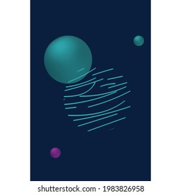 Poster with spheres in blue, vector