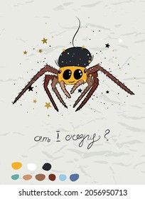 Poster and spider from collection and cute animals  EPS8