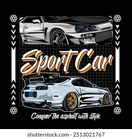 cartaz carro esporte com fundo brutalismo