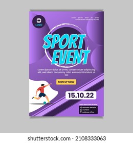 poster sport event flyer template background color purple