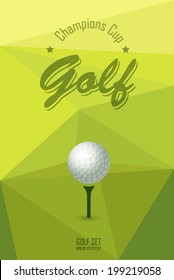 Poster for sport. Golf Club. Postcard on course. Ball on the grass. EPS 10