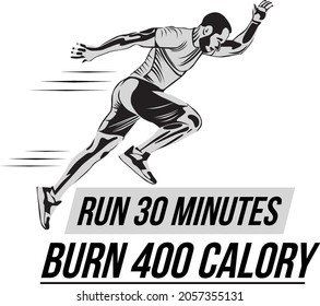 poster sport run  health body  gym  banner sport run  life balance  run 30 minutes burn 400 calories