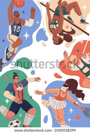Poster for sporting events and competitions. Active and healthy lifestyle. Summer sports. Vector illustration isolated on transparent background.