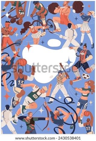 Poster for sporting events and competitions. Active and healthy lifestyle. Summer sports. Vector illustration isolated on transparent background.