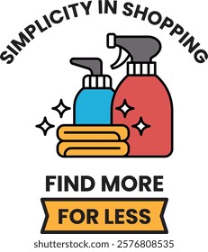 A poster with a spray bottle and a towel on it