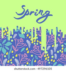 Poster "Spring" with isolated abstract floral background
