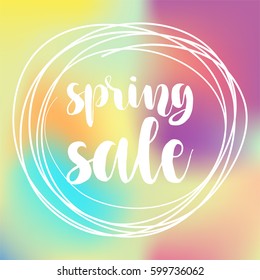 poster Spring sale on a floral watercolor background. Card, label, banner design element. Vector illustration