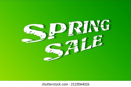 Poster spring sale. Vector illustration of a simple poster for advertising spring sales on a green background.