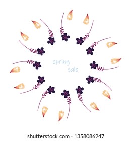 poster Spring sales on a floral watercolor background. ?ard, label, flyer, banner design element. Vector illustration
