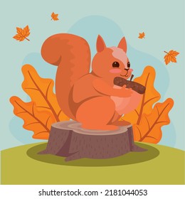 poster of squirrel holding a acorn