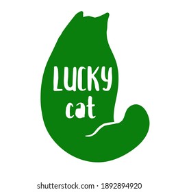 poster for St. Patrick's Day. Greeting card. Vector illustration. Lucky cat