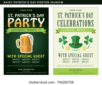 Poster of St Patrick's Day party invitation with beer icon element. Vector illustration